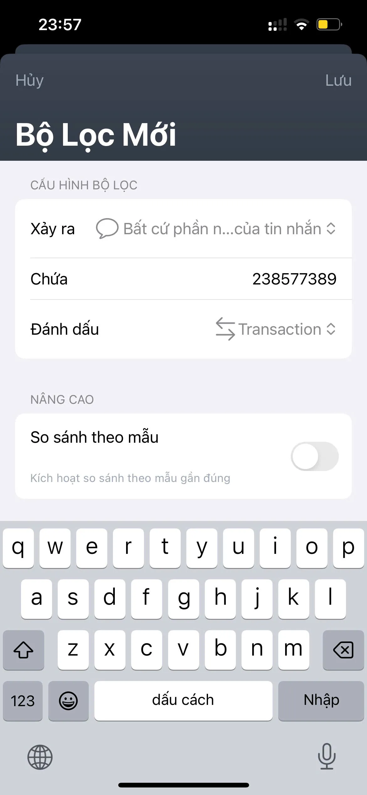 Cấu hình thông tin tài khoản