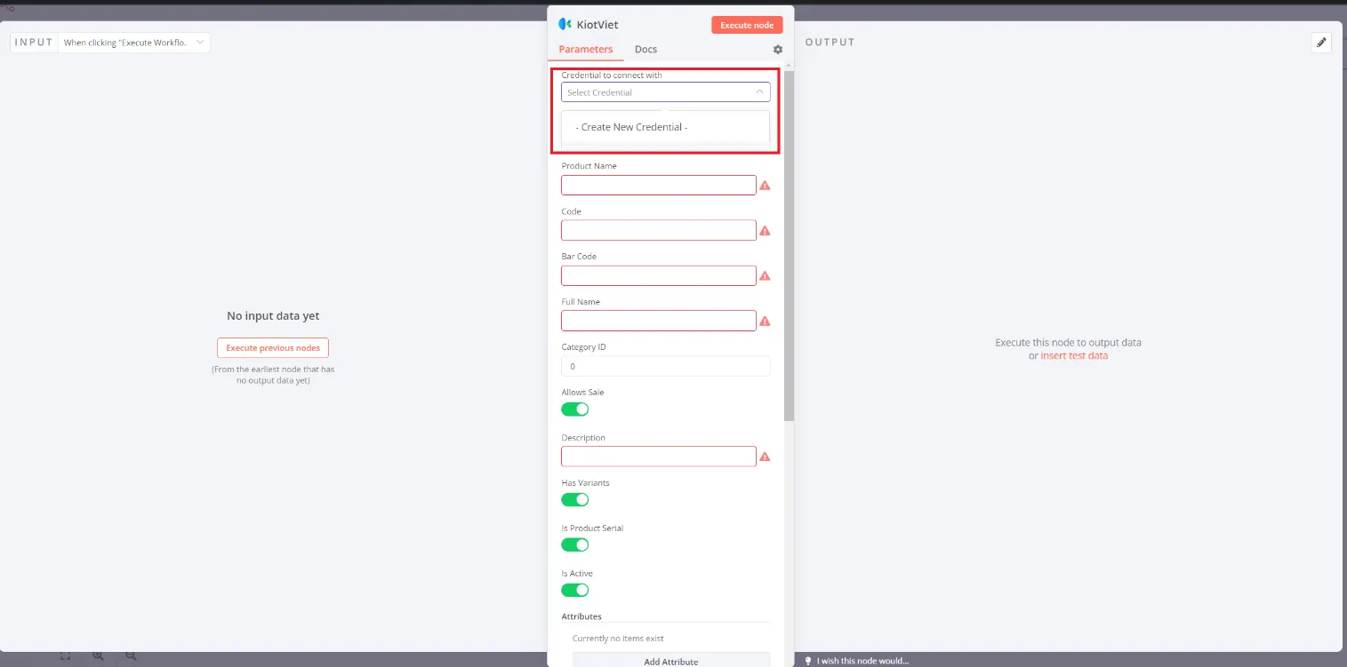 Tạo credential mới